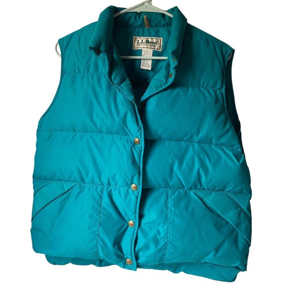L.L.Bean Womens Teal Puffer Vest Size L Goose Down Nylon Shell Lining Made In US - Picture 1 of 8